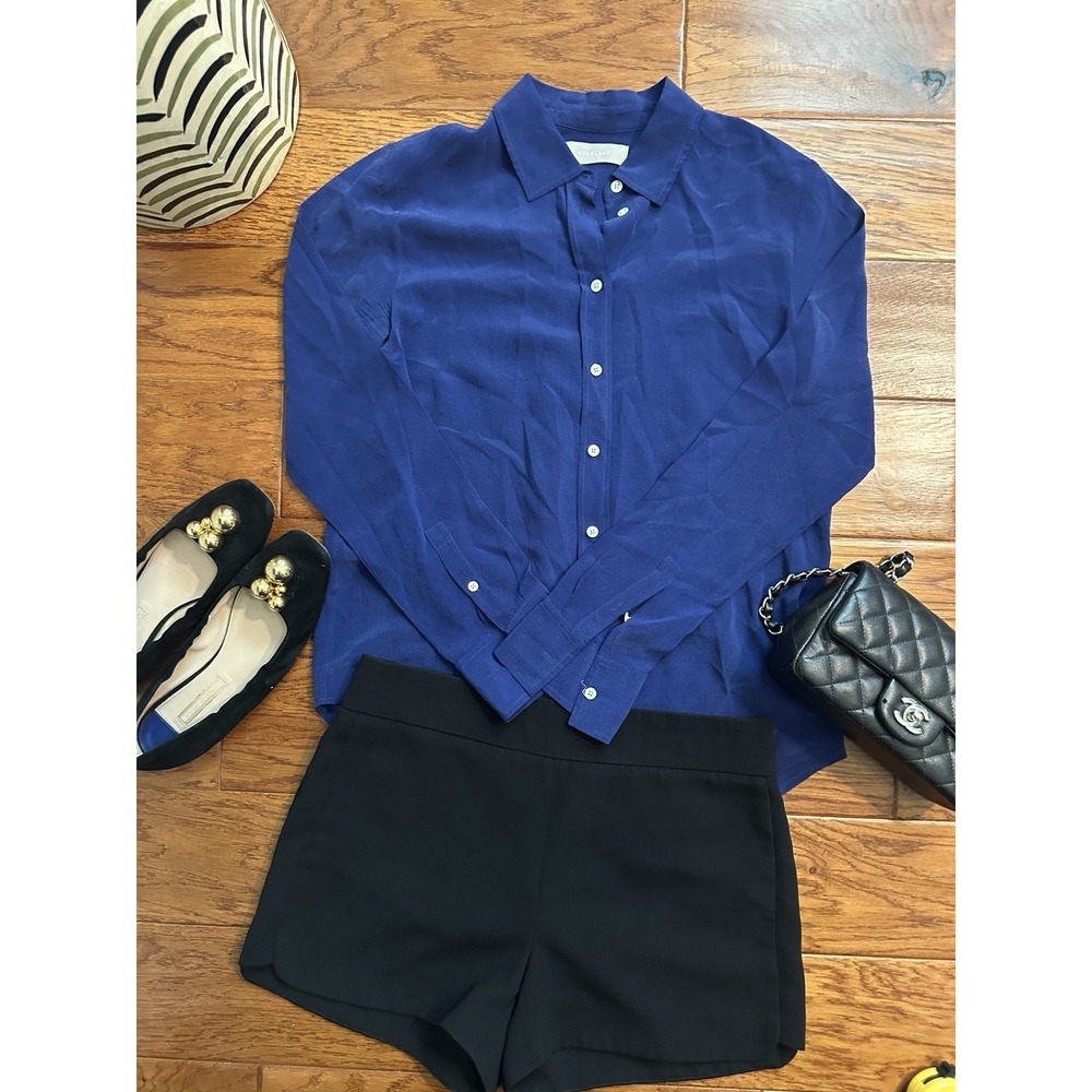 Everlane Royal Blue 100% Silk Button Down Classic Relaxed Shirt